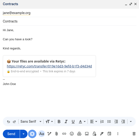 Trois étapes pour un transfert de fichier chiffré depuis Gmail